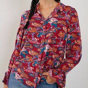 ANTHROPOLOGIE Maeve Darla Buttondown colourful bird print blouse
